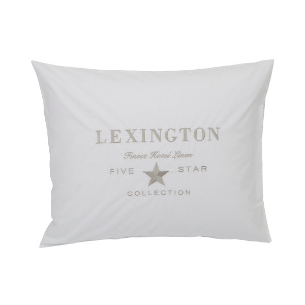 Hotel Embroidery White/Lt Beige Pillowcase 50x60 cm, Lexington