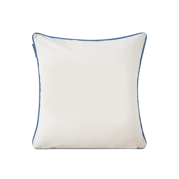 Logo Organic Cotton Twill Pillow Cover White/Blue, 50x50, Lexington  1