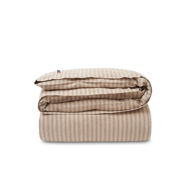 Striped cotton flannel set beige/white, Lexington