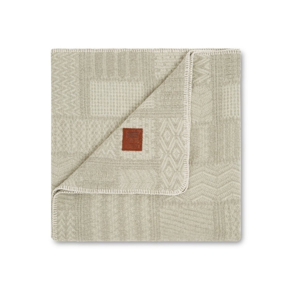 Patch Artwork Recycled Cotton/Wool Blanket Lt Gray/Off White, 140x200, Lexington