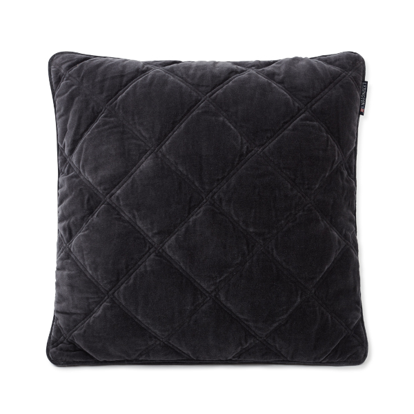 Quilted Cotton Velvet Pillow Cover Dk. Gray, 50x50, Lexington