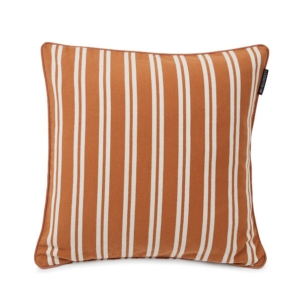 Striped Cotton Twill Pillow Cover Dk Beige/White, 50x50, Lexington