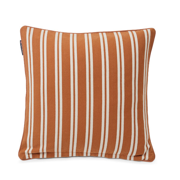 Striped Cotton Twill Pillow Cover Dk Beige/White, 50x50, Lexington  1