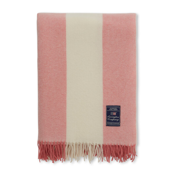 Block Striped Recycled Wool Throw Coral/White, 130x170, Lexington