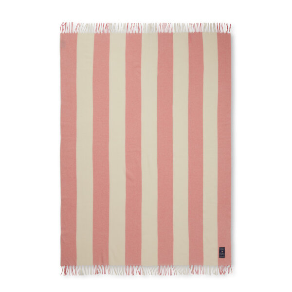 Block Striped Recycled Wool Throw Coral/White, 130x170, Lexington  1