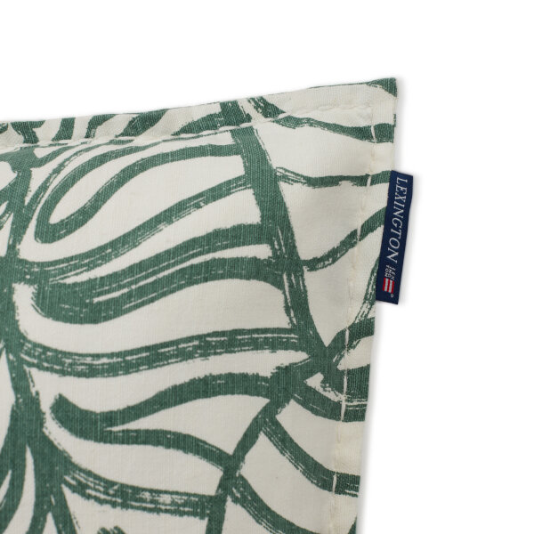 Leaves Printed Linen/Cotton Pillow Cover White/Green, 50x50, Lexington  2