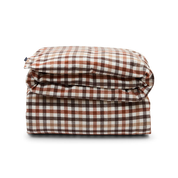 Bäddset Rust Brown/White Checked cotton flannel, Lexington