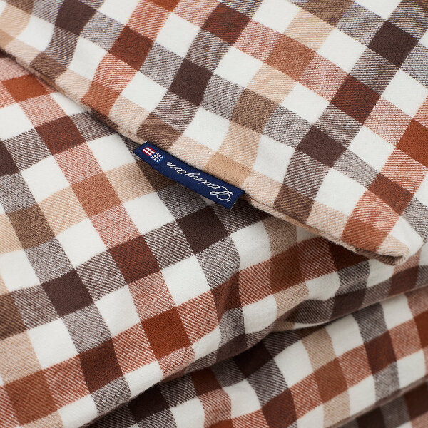 Bäddset Rust Brown/White Checked cotton flannel, Lexington  1