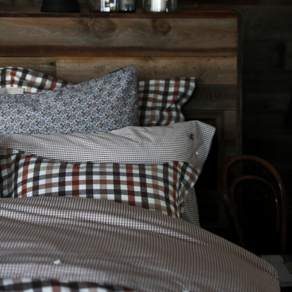 Bäddset Rust Brown/White Checked cotton flannel, Lexington  3