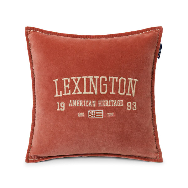 Logo Message Cotton Velvet Pillow Cover Rustic Brown, 50x50, Lexington