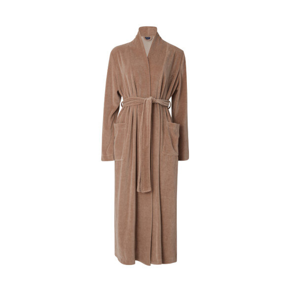 Aubrey Cotton Velour Robe Mid Brown, L, Lexington