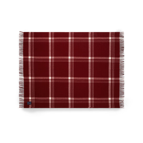 Red Checked Recycled Wool Throw Red/White, 130x170, Lexington  1