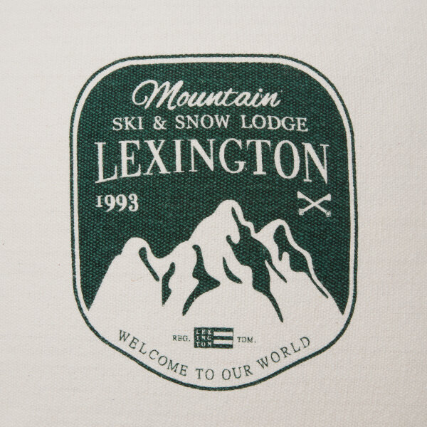 Mountain Logo Recycled Cotton Canvas Pillow Cover White/Green, 50x50, Lexington  2