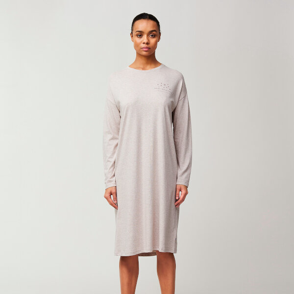 Angelica Cotton Modal Jersey Nightgown Lt Beige Melange, M, Lexington  1