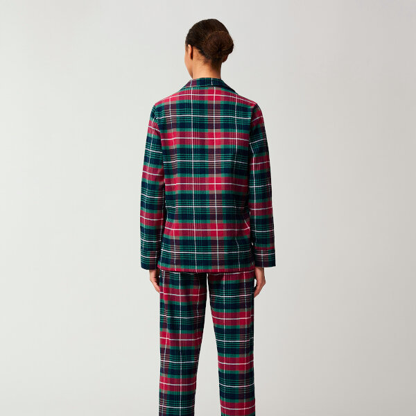 Miranda Organic Cotton Checked Flannel Pajama Set Red/Dk Blue/Green Check, L, Lexington  5