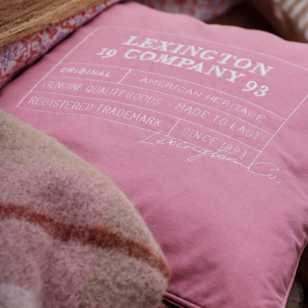 Logo Organic Cotton Canvas Pillow Cover Pink/White, 50x50, Lexington  4