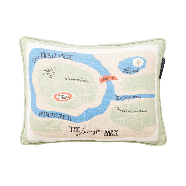 Map Recycled Cotton 40x30 Pillow Multi Colored, 30x40, Lexington