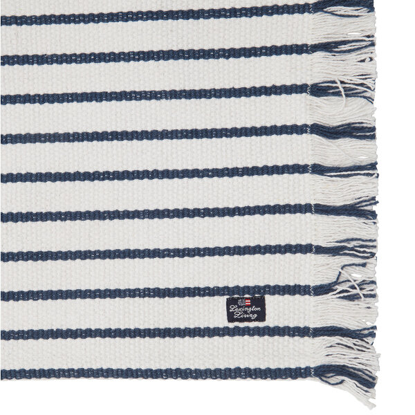 Striped Recycled Cotton Placemat with Fringes Navy/White, 40x50, Lexington  1