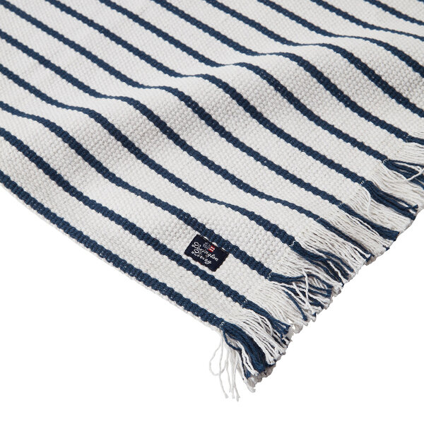 Striped Recycled Cotton Placemat with Fringes Navy/White, 40x50, Lexington  2