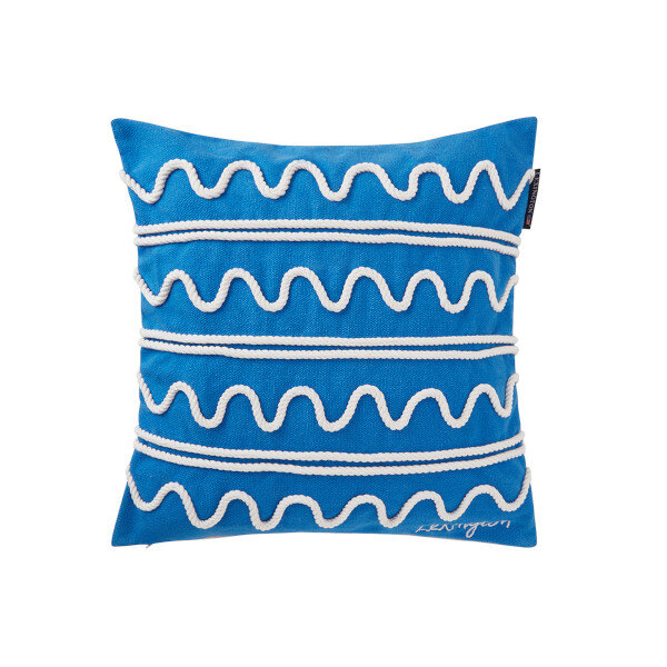 Rope Wave Recycled Cotton Canvas Pillow Cover Blue/White, 50x50, Lexington