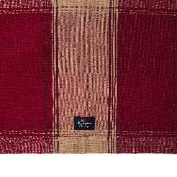 Checked Linen/Cotton Runner Red/Beige, 50x250, Lexington  2