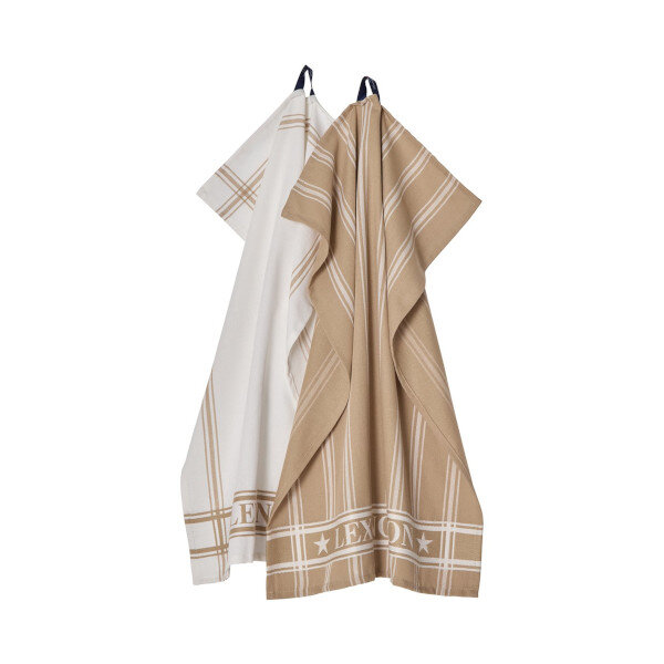 Cotton Jacquard kitchen towel beige/white- set of 2, Lexington  1