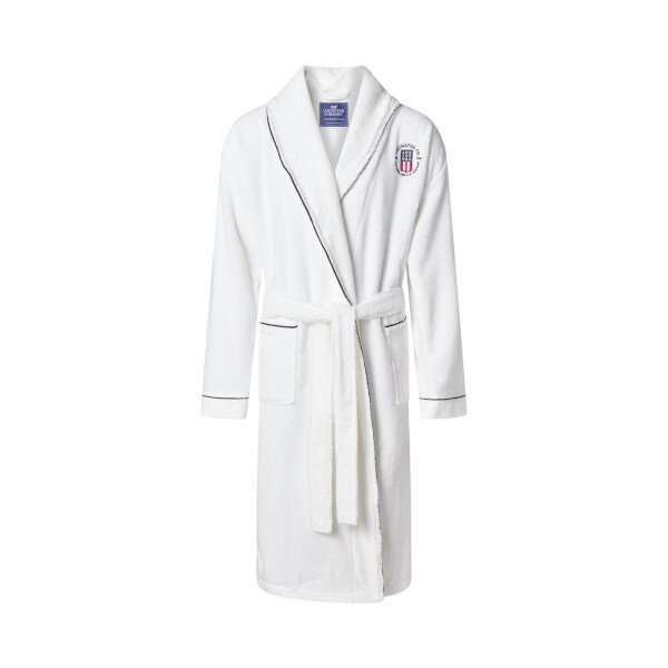 Cotton terry robe with contrast piping white S/M, Lexington