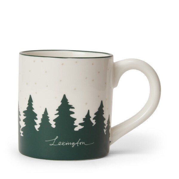 Happy Holidays Stoneware Mug White/Green, One Size, Lexington