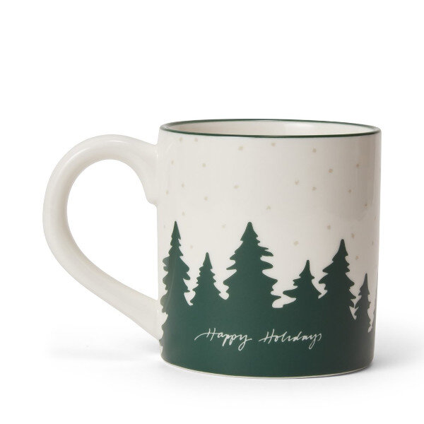 Happy Holidays Stoneware Mug White/Green, One Size, Lexington  1